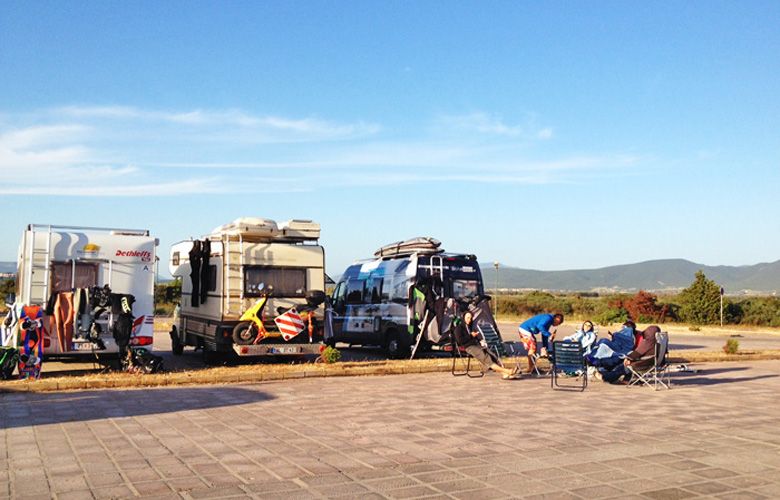 Camperparkplatz bei Is Solinas, süd-östlich von Porto Botte - Kitesurfen Sardinien