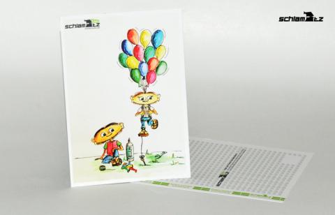 Postkarte A6 – Maxl und Franzi: Die Ballonfahrt